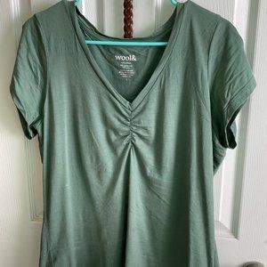 Wool& Ari Ruched Tee - Size Large, Spruce Green Color - Free Shipping